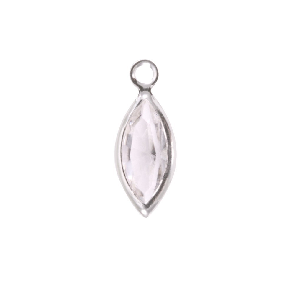 Charms & Solderable Accents Swarovski Crystal Navette Silver Charm (Diamondique - APRIL)